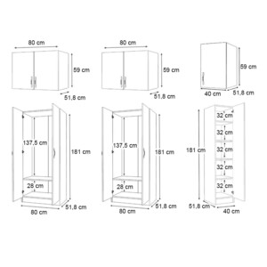 Ντουλάπα ρούχων Vivian Megapap πεντάφυλλη με πατάρι χρώμα καρυδί 200x51,8x240εκ. - Image 5