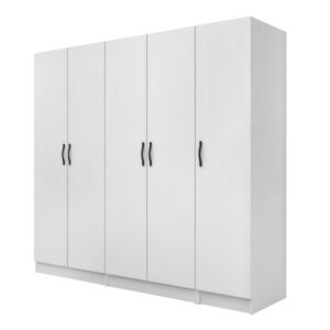 Ντουλάπα ρούχων Vivian Megapap πεντάφυλλη χρώμα λευκό 200x51