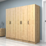 Ντουλάπα ρούχων Vivian Megapap πεντάφυλλη χρώμα φυσικό οξιάς 200x51,8x181εκ. - Image 3