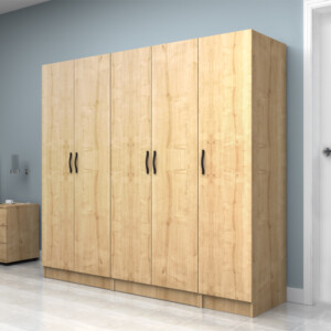 Ντουλάπα ρούχων Vivian Megapap πεντάφυλλη χρώμα φυσικό οξιάς 200x51,8x181εκ. - Image 3