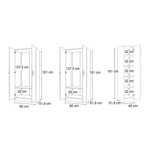 Ντουλάπα ρούχων Vivian Megapap πεντάφυλλη χρώμα φυσικό οξιάς 200x51,8x181εκ. - Image 5