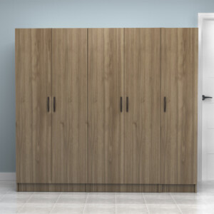 Ντουλάπα ρούχων Vivian Megapap πεντάφυλλη χρώμα καρυδί 200x51,8x181εκ. - Image 4