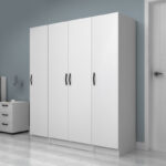 Ντουλάπα ρούχων Vivian Megapap τετράφυλλη χρώμα λευκό 160x51,8x181εκ. - Image 3