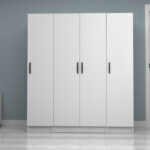 Ντουλάπα ρούχων Vivian Megapap τετράφυλλη χρώμα λευκό 160x51,8x181εκ. - Image 4