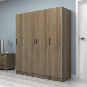 Ντουλάπα ρούχων Vivian Megapap τετράφυλλη χρώμα καρυδί 160x51,8x181εκ. - Image 3