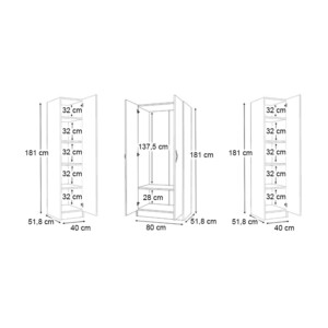 Ντουλάπα ρούχων Vivian Megapap τετράφυλλη χρώμα καρυδί 160x51,8x181εκ. - Image 5