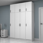 Ντουλάπα ρούχων Vivian Megapap τετράφυλλη με πατάρι χρώμα λευκό 160x51,8x240εκ. - Image 3