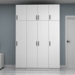 Ντουλάπα ρούχων Vivian Megapap τετράφυλλη με πατάρι χρώμα λευκό 160x51,8x240εκ. - Image 4