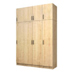 Ντουλάπα ρούχων Vivian Megapap τετράφυλλη με πατάρι χρώμα φυσικό οξιάς 160x51