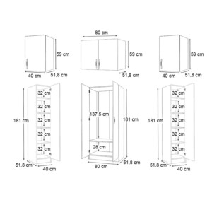 Ντουλάπα ρούχων Vivian Megapap τετράφυλλη με πατάρι χρώμα καρυδί 160x51,8x240εκ. - Image 5
