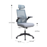 Καρέκλα γραφείου διευθυντική Belora Megapap με ύφασμα Mesh χρώμα γκρι 63,5x62x117/127εκ. - Image 13