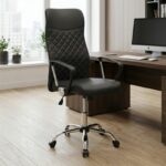 Καρέκλα γραφείου Novaro Megapap από τεχνόδερμα χρώμα μαύρο 61x68x111/121εκ. - Image 3