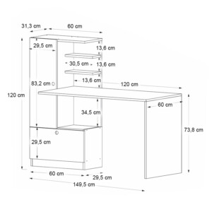 Γραφείο εργασίας Domingo Megapap χρώμα sapphire oak 149,5x60x120εκ. - Image 7