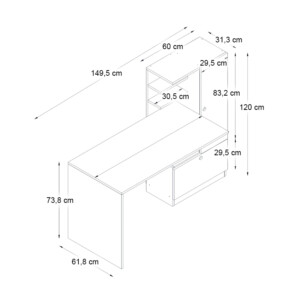 Γραφείο εργασίας Merino Megapap χρώμα καρυδί 149,5x61,8x120εκ. - Image 7