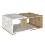 Τραπεζάκι σαλονιού Mareta Megapap χρώμα λευκό εφέ μαρμάρου - sapphire oak 81,8x50x35εκ. - Image 4