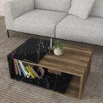 Τραπεζάκι σαλονιού Mareta Megapap χρώμα μαύρο εφέ μαρμάρου - καρυδί 81,8x50x35εκ. - Image 3