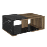 Τραπεζάκι σαλονιού Mareta Megapap χρώμα μαύρο εφέ μαρμάρου - καρυδί 81,8x50x35εκ. - Image 4