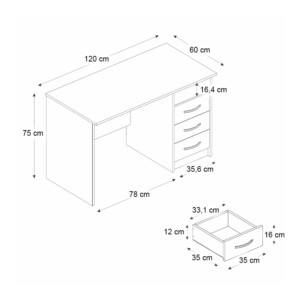Γραφείο εργασίας Eldoris Megapap χρώμα καρυδί 120x60x75εκ. - Image 6