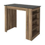 Τραπέζι μπαρ Monaco Megapap χρώμα καρυδί - μαύρο εφέ μαρμάρου 120x51,6x101,8εκ. - Image 5