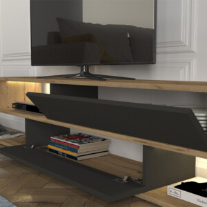 Σύνθεση τηλεόρασης Manet Megapap με LED χρώμα sepet oak - ανθρακί 180x29,5x39εκ. - Image 4