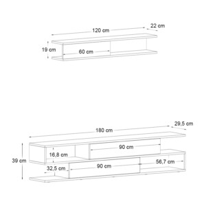Σύνθεση τηλεόρασης Manet Megapap με LED χρώμα sepet oak - ανθρακί 180x29,5x39εκ. - Image 6