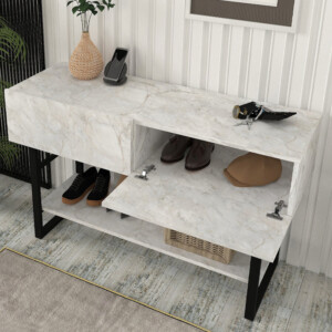 Κονσόλα Aron Megapap χρώμα λευκό εφέ μαρμάρου 138,8x41x75,7εκ. - Image 4