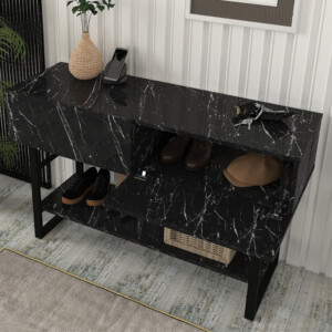 Κονσόλα Aron Megapap χρώμα μαύρο εφέ μαρμάρου 138,8x41x75,7εκ. - Image 4