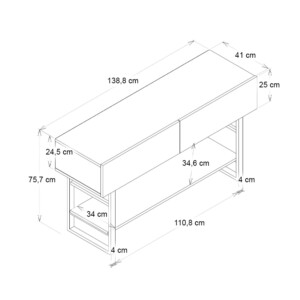 Κονσόλα Aron Megapap χρώμα μαύρο εφέ μαρμάρου 138,8x41x75,7εκ. - Image 6