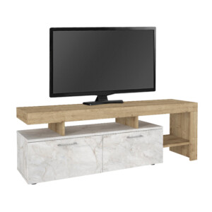 Έπιπλο τηλεόρασης Acnes Megapap χρώμα λευκό εφέ μαρμάρου - sapphire oak 160x40x53εκ. - Image 5