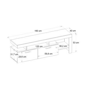 Έπιπλο τηλεόρασης Acnes Megapap χρώμα λευκό εφέ μαρμάρου - sapphire oak 160x40x53εκ. - Image 6