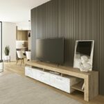 Έπιπλο τηλεόρασης Acnes Megapap χρώμα λευκό εφέ μαρμάρου - sapphire oak 220x40x52εκ. - Image 5