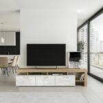 Έπιπλο τηλεόρασης Acnes Megapap χρώμα λευκό εφέ μαρμάρου - sapphire oak 220x40x52εκ. - Image 6