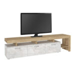 Έπιπλο τηλεόρασης Acnes Megapap χρώμα λευκό εφέ μαρμάρου - sapphire oak 220x40x52εκ. - Image 7