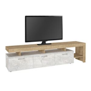 Έπιπλο τηλεόρασης Acnes Megapap χρώμα λευκό εφέ μαρμάρου - sapphire oak 220x40x52εκ. - Image 7
