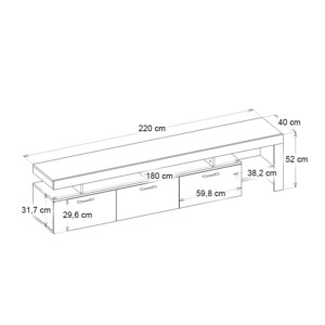 Έπιπλο τηλεόρασης Acnes Megapap χρώμα λευκό εφέ μαρμάρου - sapphire oak 220x40x52εκ. - Image 8