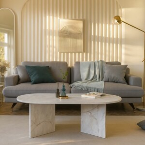 Τραπεζάκι σαλονιού Cortado Megapap χρώμα λευκό εφέ μαρμάρου 120x60x39,6εκ. - Image 5