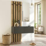 Έπιπλο εισόδου Kanso Megapap χρώμα ανθρακί - sepet oak 100x35x196,7εκ. - Image 4