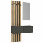 Έπιπλο εισόδου Kanso Megapap χρώμα ανθρακί - sepet oak 100x35x196,7εκ. - Image 6
