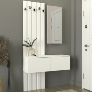 Έπιπλο εισόδου Kanso Megapap χρώμα λευκό 100x35x196,7εκ. - Image 3