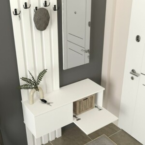Έπιπλο εισόδου Kanso Megapap χρώμα λευκό 100x35x196,7εκ. - Image 4