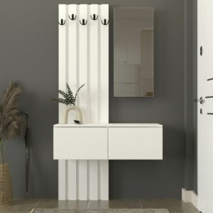 Έπιπλο εισόδου Kanso Megapap χρώμα λευκό 100x35x196