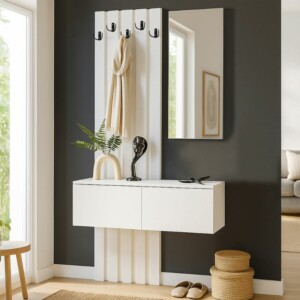 Έπιπλο εισόδου Kanso Megapap χρώμα λευκό 100x35x196,7εκ. - Image 5