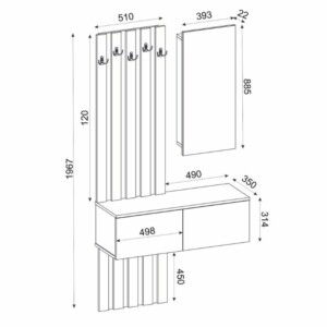 Έπιπλο εισόδου Kanso Megapap χρώμα λευκό 100x35x196,7εκ. - Image 9
