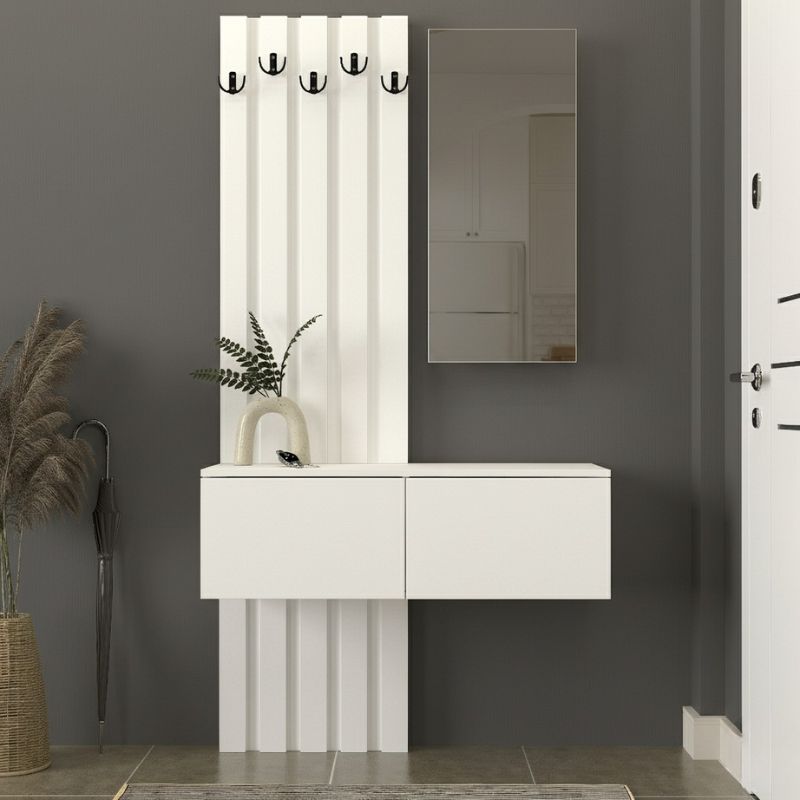 Έπιπλο εισόδου Kanso Megapap χρώμα λευκό 100x35x196 Έπιπλο εισόδου Kanso Megapap χρώμα λευκό 100x35x196