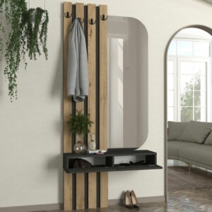 Έπιπλο εισόδου Reyas Megapap χρώμα ανθρακί - sepet oak 90x27x205,6εκ. - Image 4