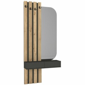 Έπιπλο εισόδου Reyas Megapap χρώμα ανθρακί - sepet oak 90x27x205,6εκ. - Image 7