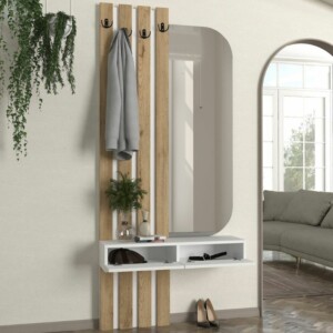 Έπιπλο εισόδου Reyas Megapap χρώμα λευκό - sepet oak 90x27x205,6εκ. - Image 3