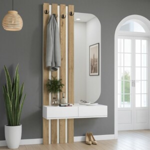 Έπιπλο εισόδου Reyas Megapap χρώμα λευκό - sepet oak 90x27x205,6εκ. - Image 5