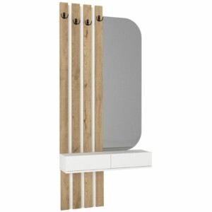 Έπιπλο εισόδου Reyas Megapap χρώμα λευκό - sepet oak 90x27x205,6εκ. - Image 7