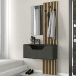 Έπιπλο εισόδου Naro Megapap χρώμα ανθρακί - sepet oak 90x35x204,2εκ. - Image 3